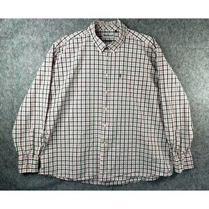 Barbour Shirt Men's XXL (Fits XL) Tailored Fit Button Up Pink Plaid Preppy